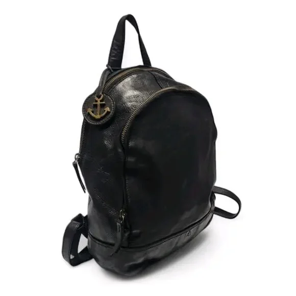 Harbour 2nd Black Genuine Leather Large Backpack Convertible Shoulder Bag Purse - Picture 2 of 11